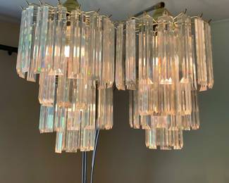 VINTAGE 4-LIGHT CRYSTAL PRISMS FLOOR LAMP - MCM/HOLLYWOOD REGENCY STYLE