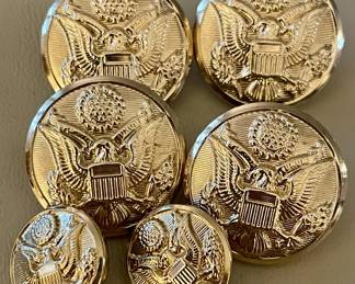 VINTAGE GOLD TONE US ARMY UNIFORM BUTTONS - WATERBURY BUTTON CO.