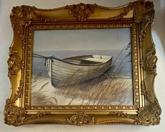 GILT FRAME BOAT/COAST WALL ART