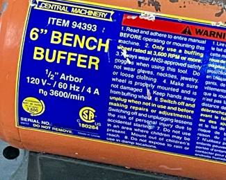 CENTRAL MACHINERY 6” BENCH BUFFER