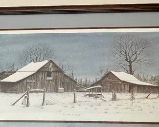 FRAMED/MATTED  "SNOWFALL AT DUSK" by RON TAYLOR   511/750