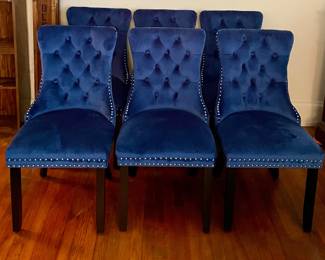 SET/6 BLUE VELVET CHAIRS
