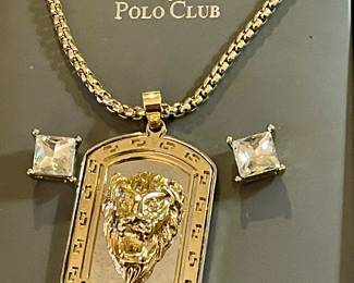 POLO CLUB EARRINGS AND NECKLACE SET