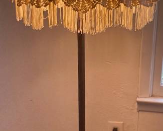 ANTIQUE LACE/FRINGED SHADE FLOOR LAMP