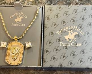 POLO CLUB EARRINGS AND NECKLACE SET