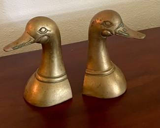 VINTAGE BRASS DUCK BOOKENDS