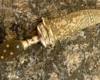 VINTAGE JAMBIYA DAGGER WITH BRASS SHEATH