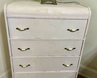 ANTIQUE PAINTED WATERFAL CHEST OF DRAWERS