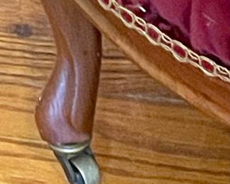 ANTIQUE ARMED VELVET PARLOR CHAIR