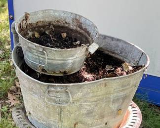 2-TIER GALVANIZED PLANTER
