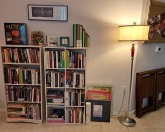 SMALL ART PIECES, FLOOR LAMP, EXCELLENT SELECTION OF BOOKS