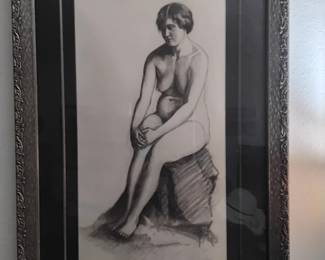 Original art, professionally framed, nude