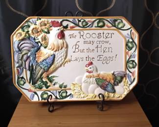 Cracked Barrel vintage rooster and hen platter