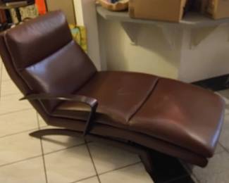 Brown Scandinavian style chaise, high end leather