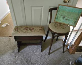Needlepoint stool and storage bench
