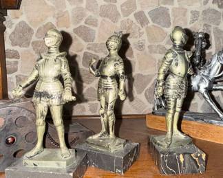 Vintage Depose Italy Knight Figurines with Decorative Cannon