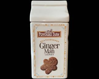 Pepperidge Farm "Old Fashioned Ginger Man Cookies" & "Chocolate Chip Cookies" Milk Carton Cookie Jar