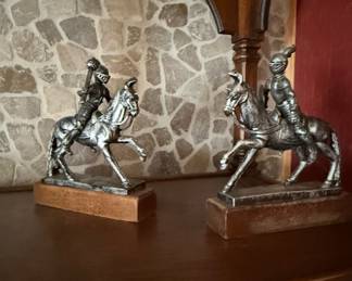 Vintage Plastic Knight on Horseback Bookends