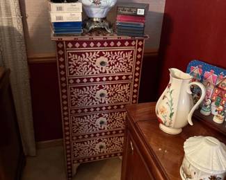 Bone Inlay Drawer Tall Chest