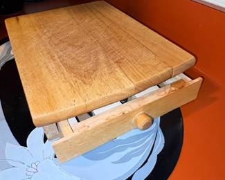 Wooden Cheese Board with Integrated Utensil Drawer and 3-Piece Cheese Tool Set