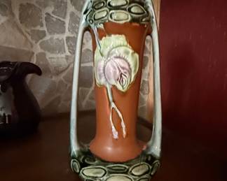 Art Nouveau Two-Handled Ceramic Vase with Floral Motif