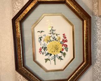 Fleck Bros. Floral Botanical Print in Octagonal Frame