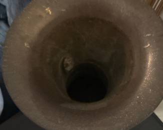 Vintage Indian Etched Brass Peacock Vase