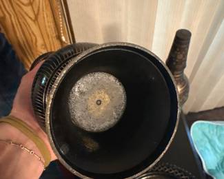 Vintage Indian Etched Brass Peacock Vase