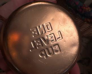 Vintage Copper-Tone Measuring Cup and Spoon Set