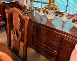 Vintage Mahogany Sideboard with Brass Hardware, Bassett Furniture