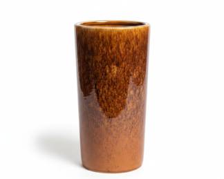 Mid-Century Modern Brown Drip Glaze Vase
