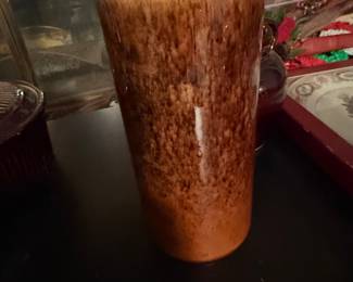Mid-Century Modern Brown Drip Glaze Vase