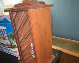Vintage Wood and Glass Table Lamp
