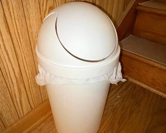 White Plastic Swing-Top Wastebasket