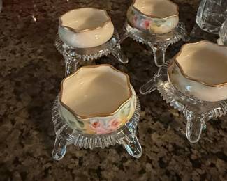Belleza Porcelain and Glass Footed Salt Cellars (set of 4)
