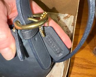 Vintage Coach 4107 Mini Shoulder Bag Navy Leather