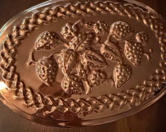 Vintage Copper tone Oval Strawberry Motif Wall Mold