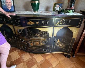 Black Lacquer Chinoiserie Sideboard