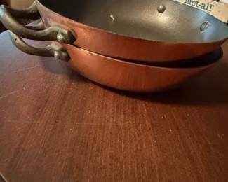 Vintage Copper-Tone Double-Handled Skillets
