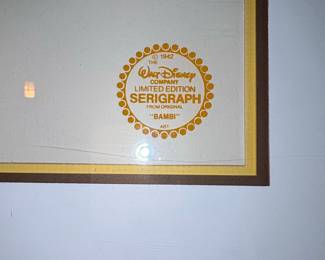 Walt Disney Company Limited Edition Bambi Serigraph Cel