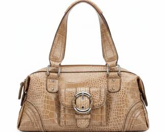 Guess Beige Crocodile Embossed Satchel
