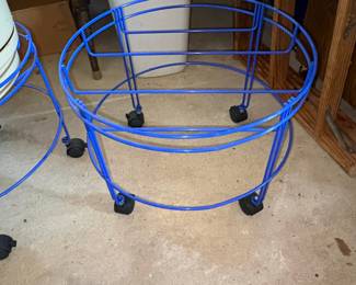 Blue Wire Rolling Laundry Basket Stand