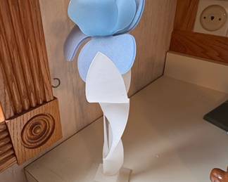 Modernist Abstract Floral Sculpture - Blue & White