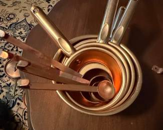 Vintage Copper-Tone Measuring Cup and Spoon Set
