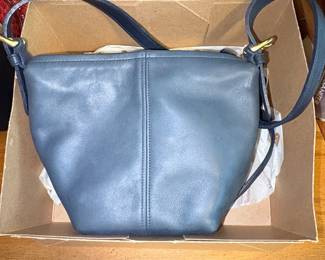 Vintage Coach 4107 Mini Shoulder Bag Navy Leather