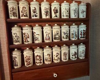 Danbury Mint M.I. Hummel Spice Jar Set with Wall Rack (1987)