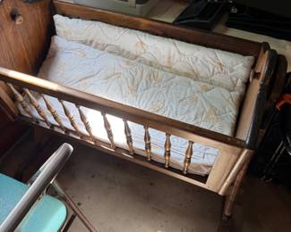 Vintage Jenny Lind Spindle Style Wooden Baby Cradle