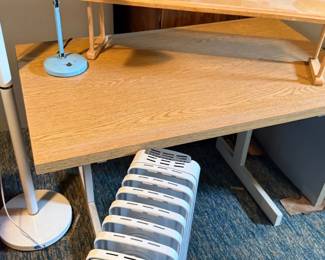 Light Blue Metal Desk Lamp with Adjustable Arm
