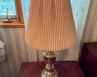 Vintage Stiffel Brass Urn Table Lamp with Pleated Shade