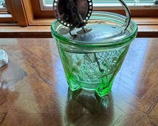 Vintage Green Depression Glass Butter Churn 